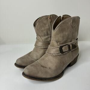Roper Boots Women’s 8 Nelly Vintage Beige Faux Leather Cowboy Buckle